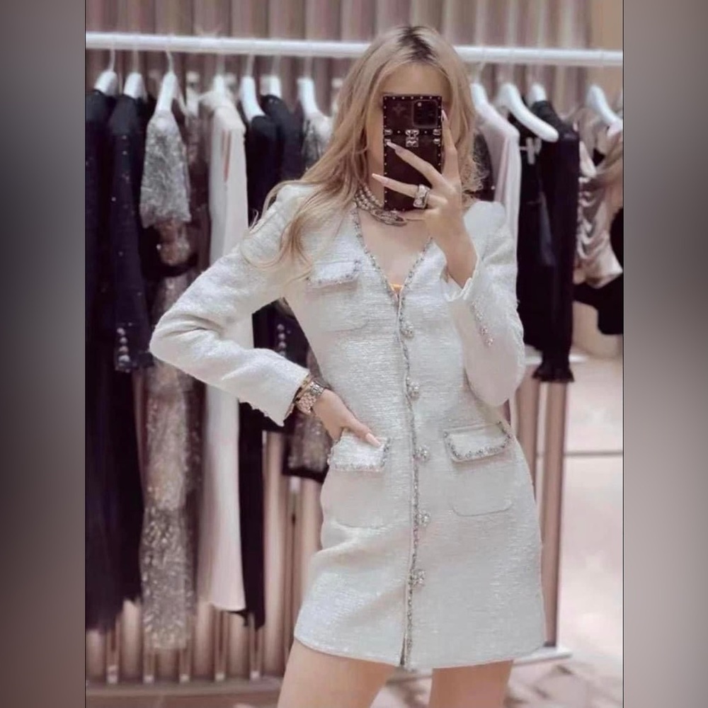 Self-Portrait Cream Backless Dress